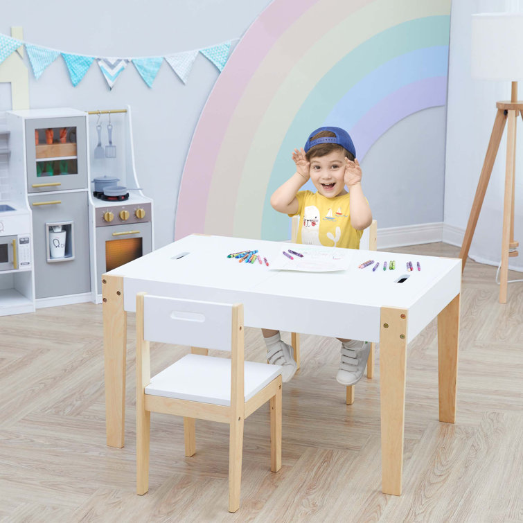 Kids wood table 2025 and chair set